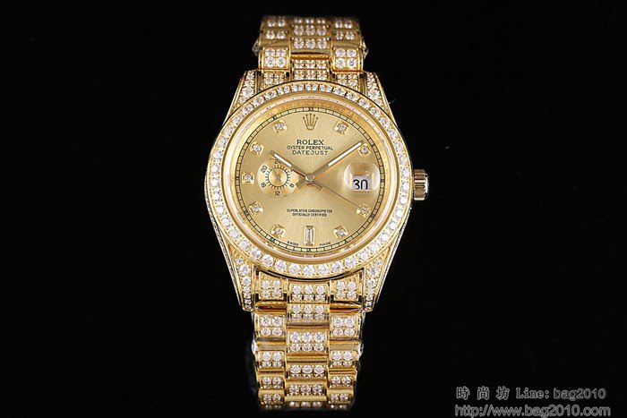 ROLEX勞力士 特別推薦新款 勞力士滿天星鑲鑽系列 電鍍18K金土豪金 純手工四爪鑲鑽 全自動機械表 高檔男表  wssb4599